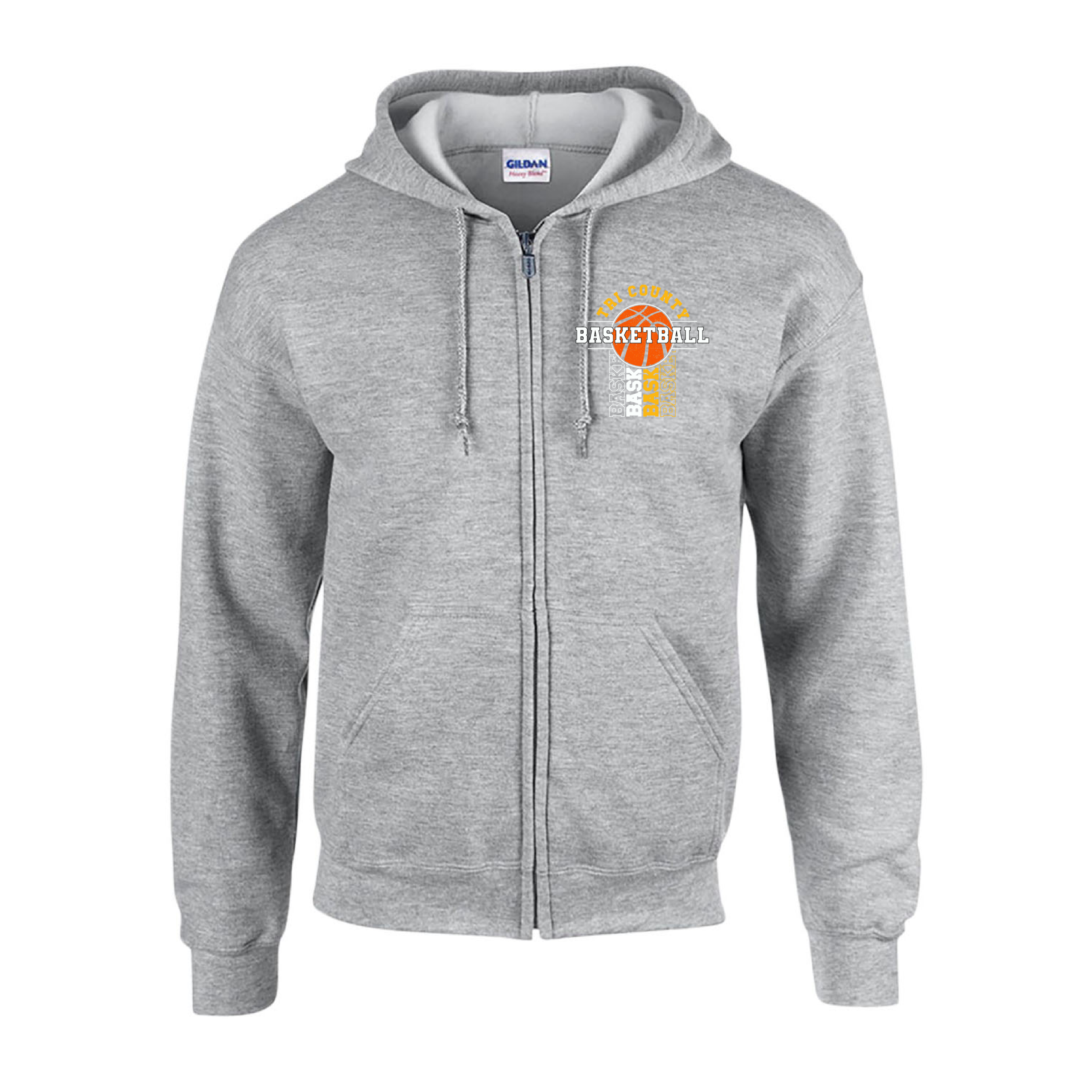 Boys Basketball Zip Up Hoodie - Design 2 - Image 2