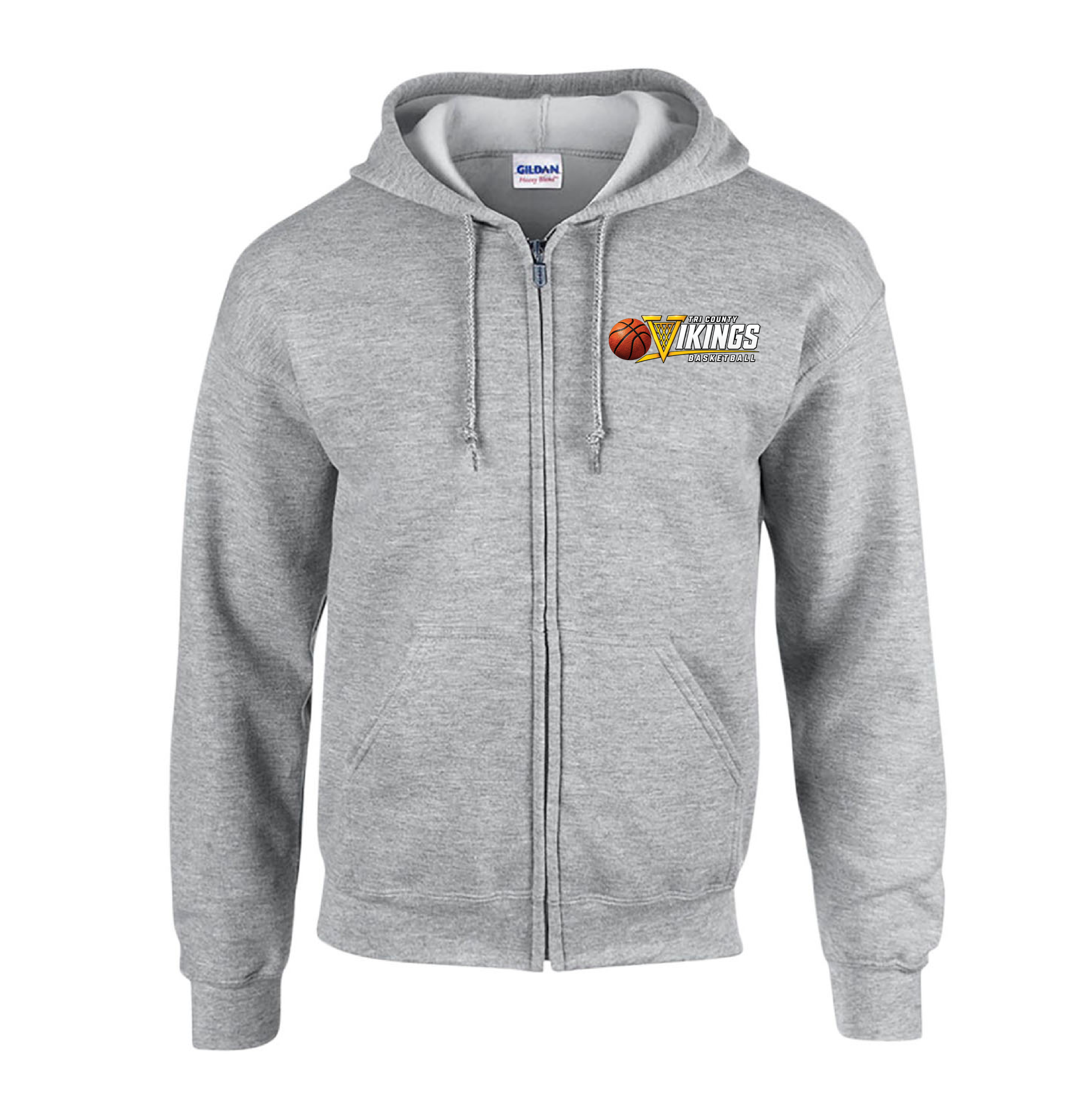 Boys Basketball Hoop Logo Zip Up Hoodie - Image 2